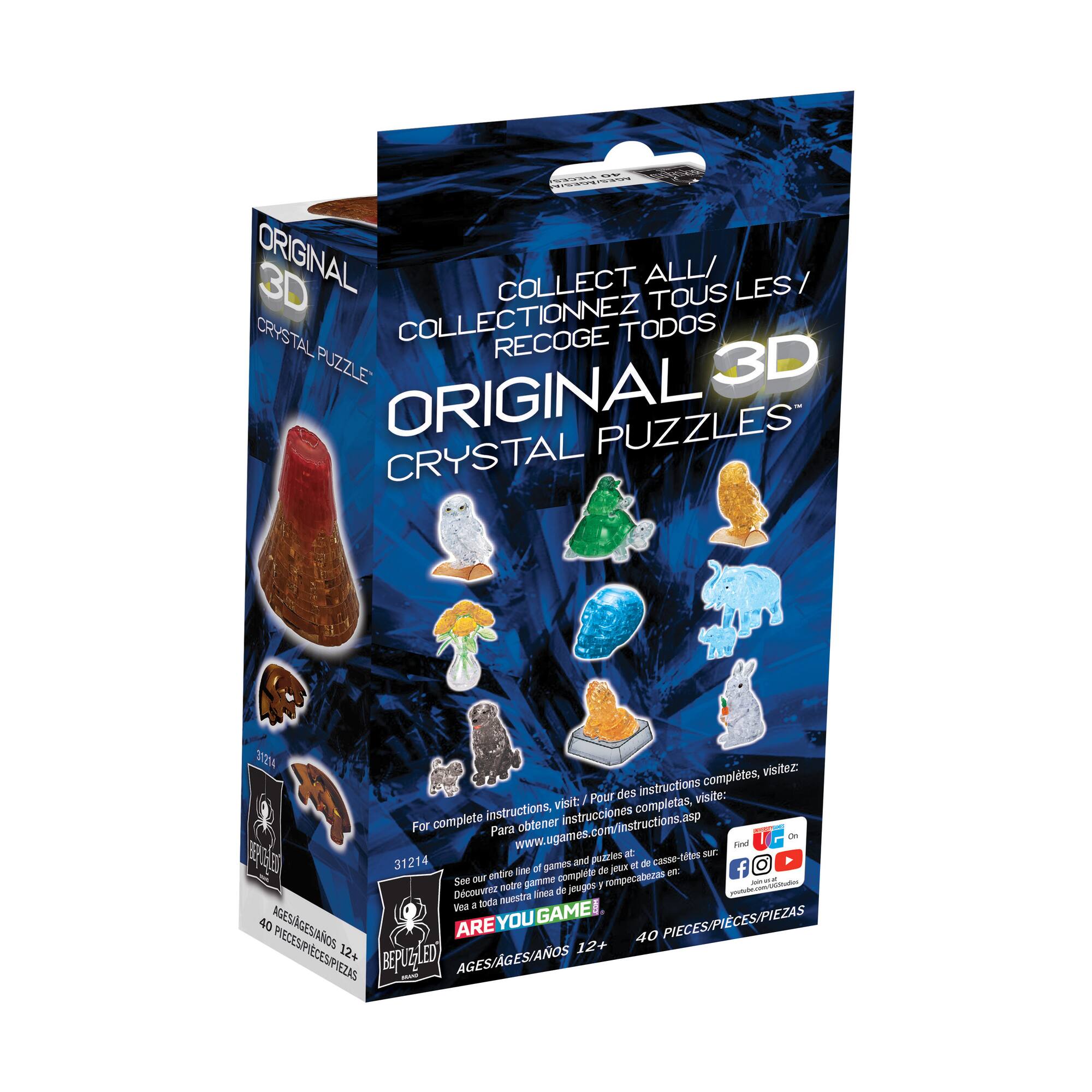 3D Crystal Puzzle - Volcano (Brown/Red): 40 Pcs